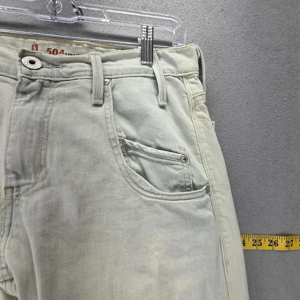 Vintage Levis 504 Jeans Mens Beige Straight Engineered Flap Pocket Fits 31x27
